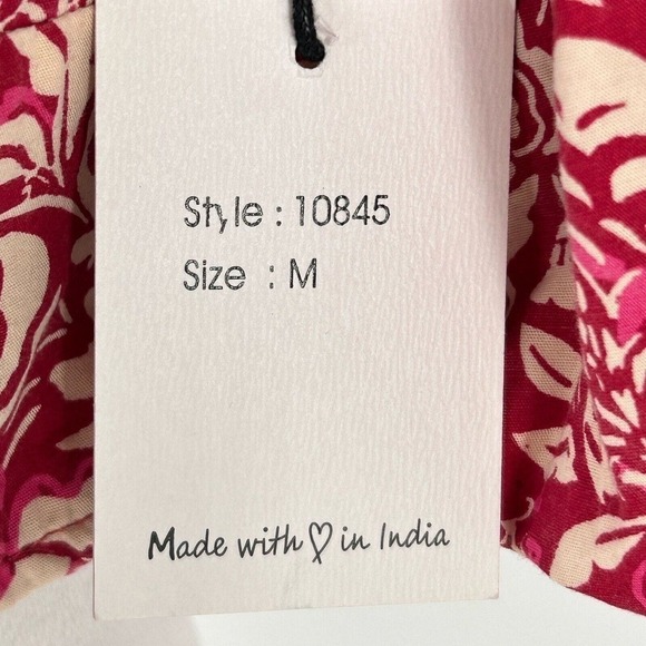 Japna India Red & Pink Floral Top 100% Cotton Size M Party Boho Barbie - Picture 13 of 13